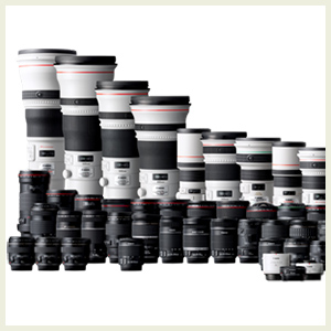 Canon's current lens line-up including EF, EF-S, EF-M and EF Cinema lenses.